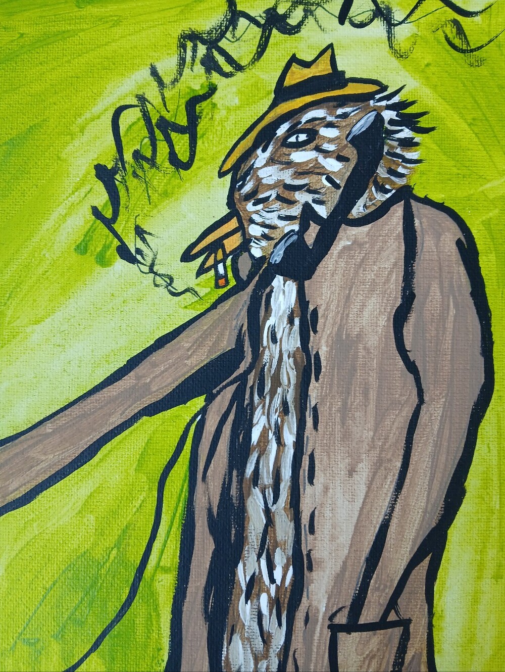Bird Using Pay Phone Painting - Picture 5 of 10